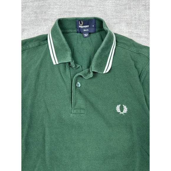 Fred‎ Perry Shirt Men Small Green Twin Tipped M1200 Short Sleeve Cotton Pique - Picture 3 of 11
